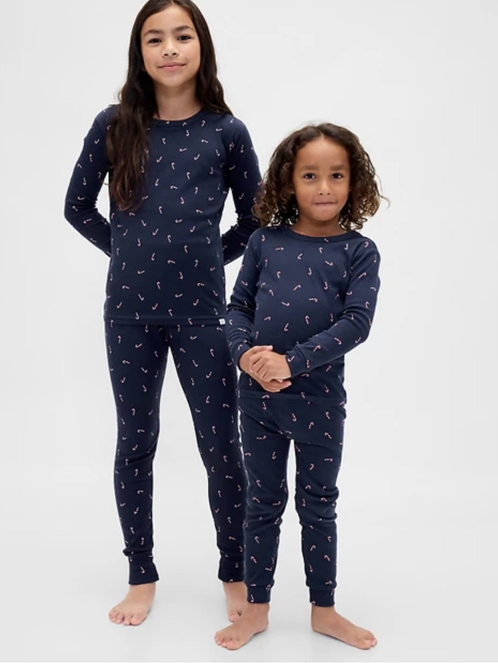 GAP Navy Pajama Set with Pink & White Candy Cane Print